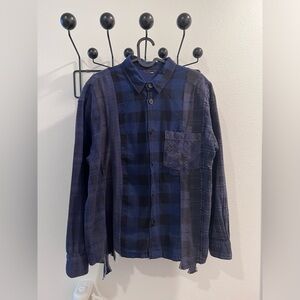 **SOLD** NEEDLES Flannel 7 Cuts Shirt XS NWOT Blue/Burgundy Check